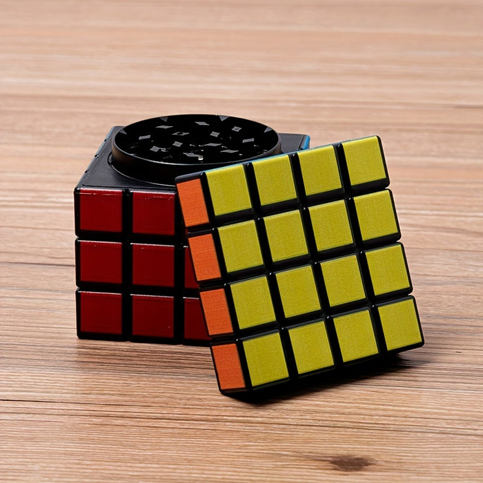 1pc, Plastic Magic Cube Grinder(2.2”x2.36“), Zinc Alloy Large Grinder, Metal Grinder, Cigarette Shredder, Metal Hand Crank Grinder