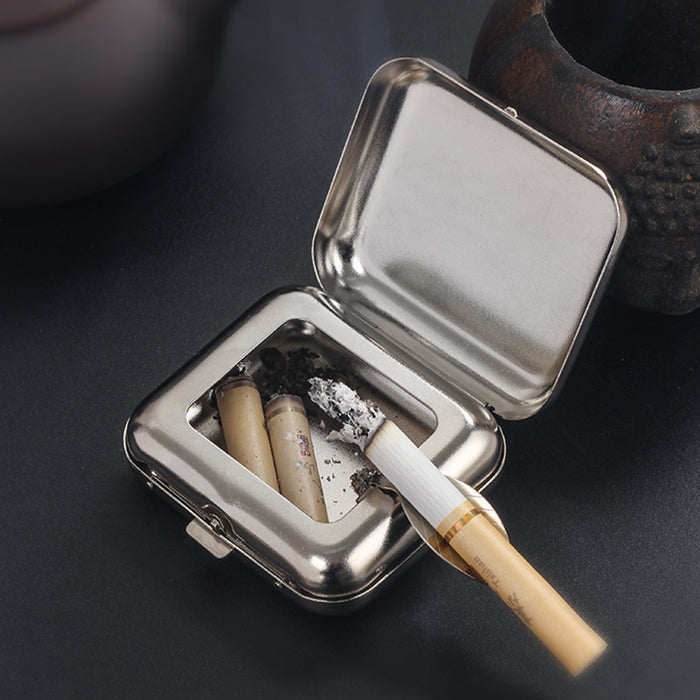 1pc, Mini Metal Ashtray Portable Small Ashtray Outdoor Portable Pocket Ashtray Creative Car Smoking Accessories