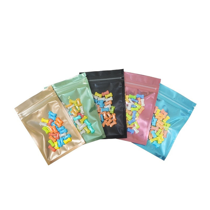 100pcs Mylar Bags Ziplock Storage Bags, ResealableScent Bags, Flat Transparent Window Packaging Bags, Holds Jewelry Lip Gloss Stationery, Eyelash Cookies