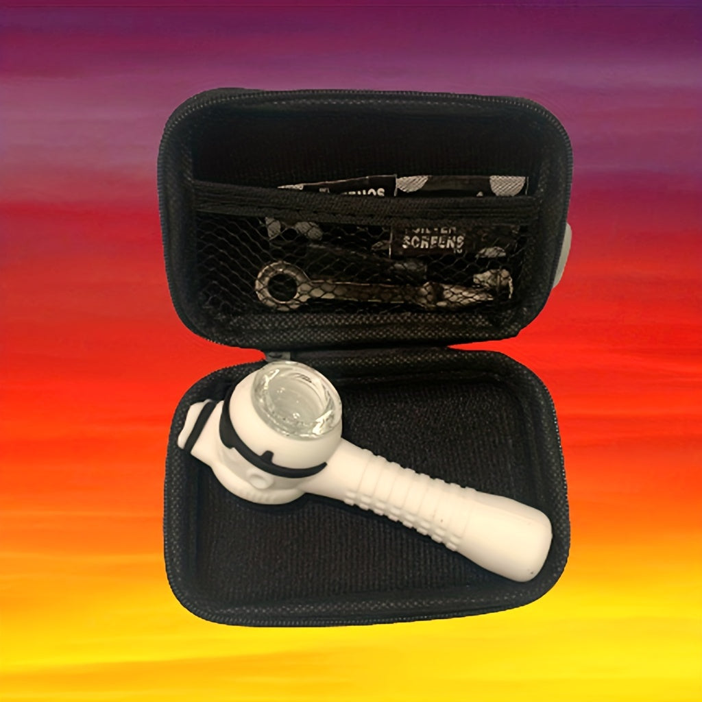 1set, Soldier Silicone Tobacco Pipe Set, Smoking Pipe, Slivery Screens, Knife, Weed Accessories