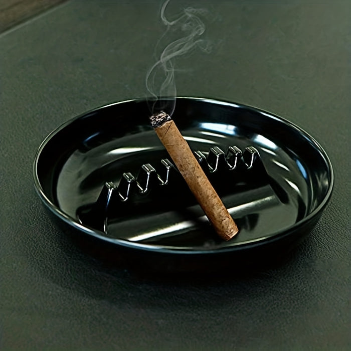 1 Pack Seven-slot Cigarette Cigar Smoke General-purpose Round Ashtrays, Plastic Melamine, Imitation Porcelain Melamine Dish, Suitable For Indoor
