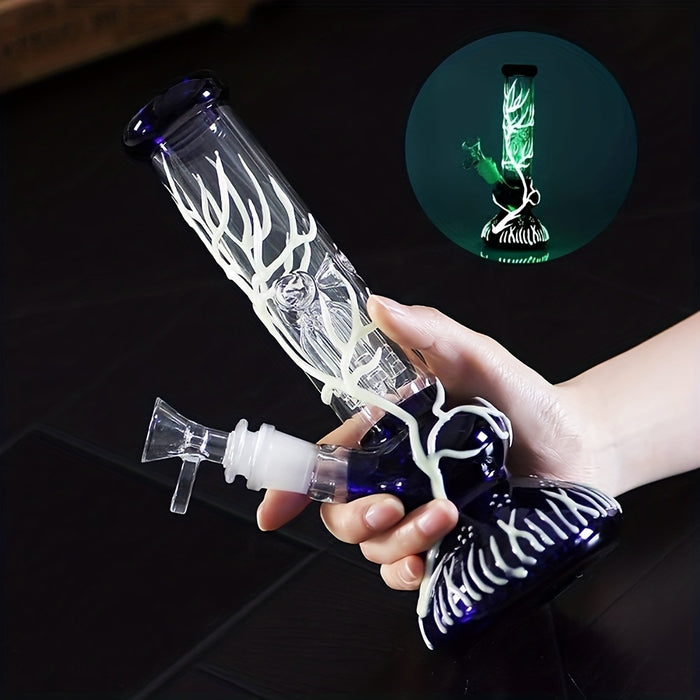 1pc Luminous Glass Bong Water Pipe For Home Travel Party 11 Inches Smoking Accessories