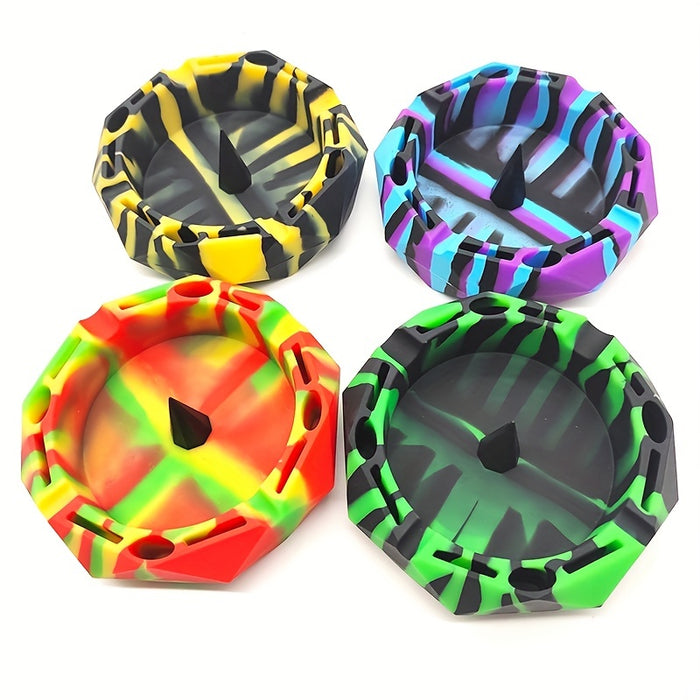 1pc, Polygon Unique Shape Silicone Ashtray, Portable Ashtray For Smoking Ash Holder, Smoking Accessories