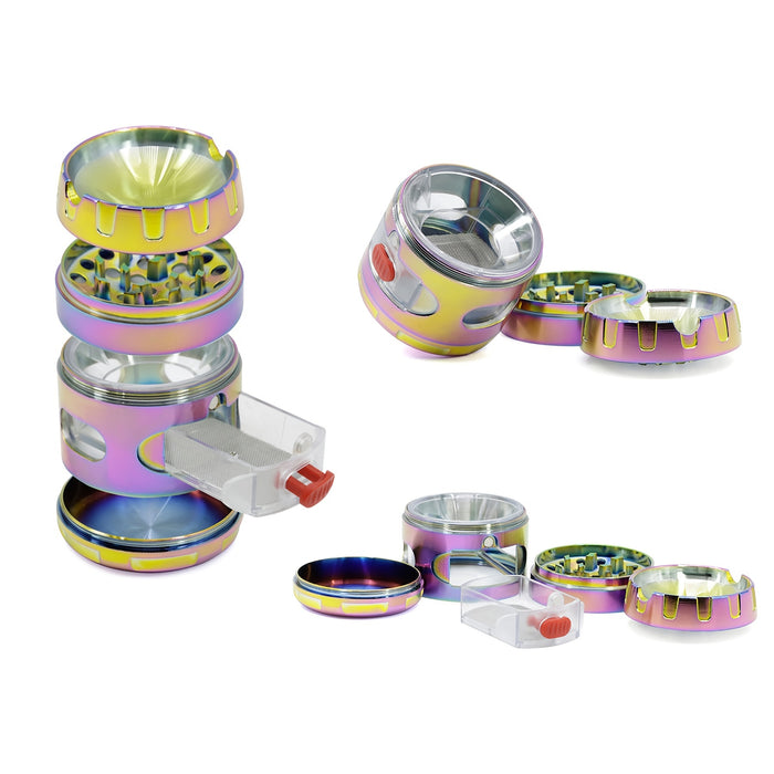 1pc, Grinder, Spice Grinder, Four-layer Spice Grinder With Cigarette Holder Drawer, Creative Can Shaped Grinder, Metal Grinder For Kitchen, Spice Grinders, Multifunctional Spice Crusher, Smoking Accessaries