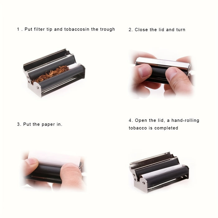 1pc, Rolling Machine, Metal Cigarette Roller, 70/78/110mm Black Manual Cigarette Rolling Tool, Portable Cigarette Maker Equipment, Smoking Accessaries