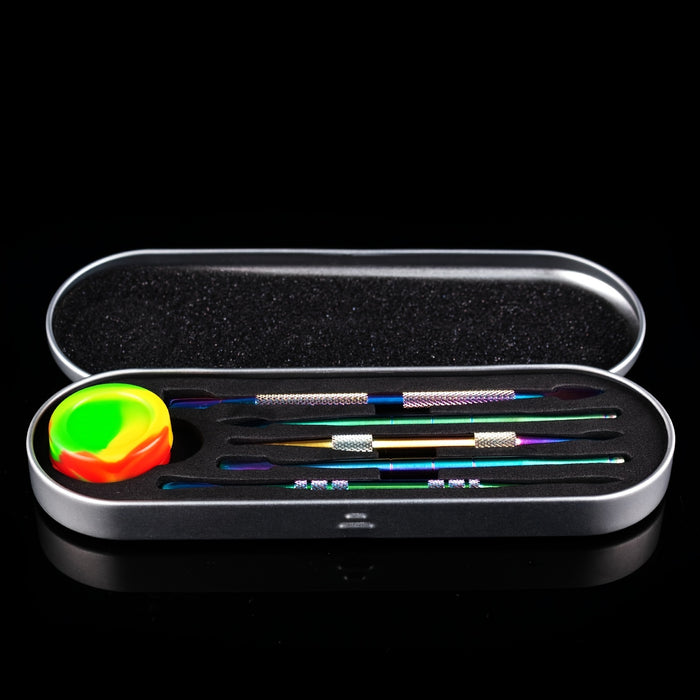 1set, Smoking Oil Spoon Accessories 6in1 Set Silicone Box Stainless Steel Pipe-Oil Spoon Cigarette Cream Spoons Smoke Tools Cigarettes Digging Oils Cleaning Tool