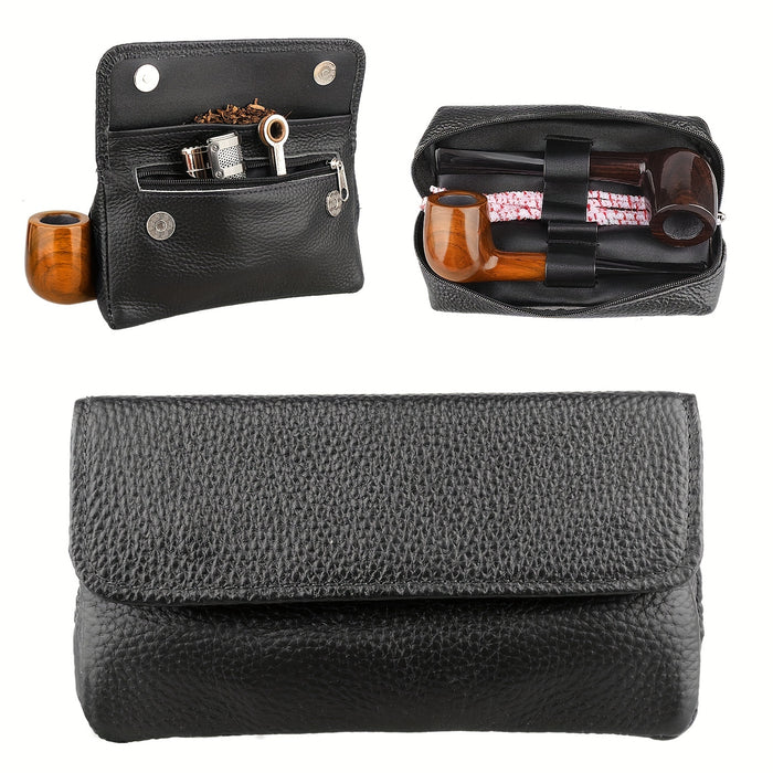 1pc, Tobacco Pipe Pouch Case Bag, Smoking Tobacco Pipe Pouch Case, Leather Pipe Storage Container Accessories For 2 Pipes, Genuine Leather For 2 Tobacco Pipes, Smoking Accessaries