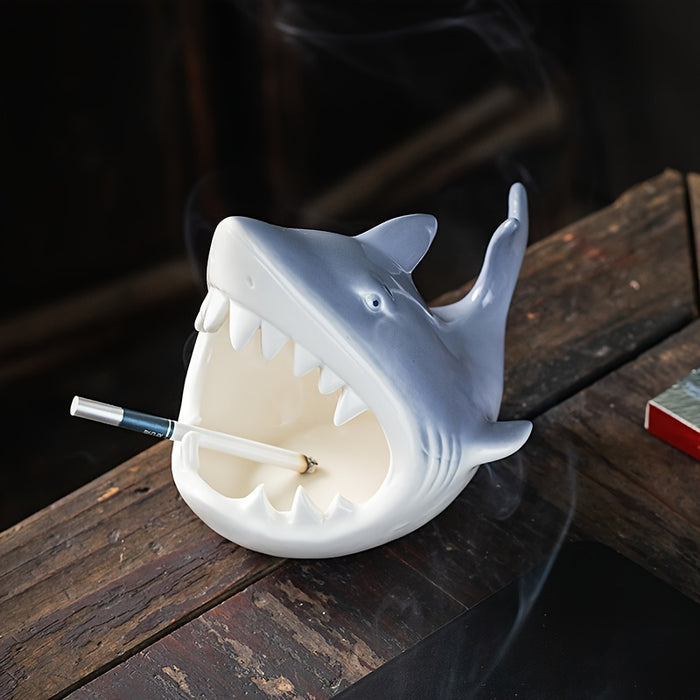 1pc, Creative Ceramic Shark Ashtray, Household Decorative Astray, Ashtrays For Home, Hotel, Bar, Office, Fancy Gift For Men Women, Household Gadget, Christmas Gifts, Christmas Supplies, Christmas Party Supplies