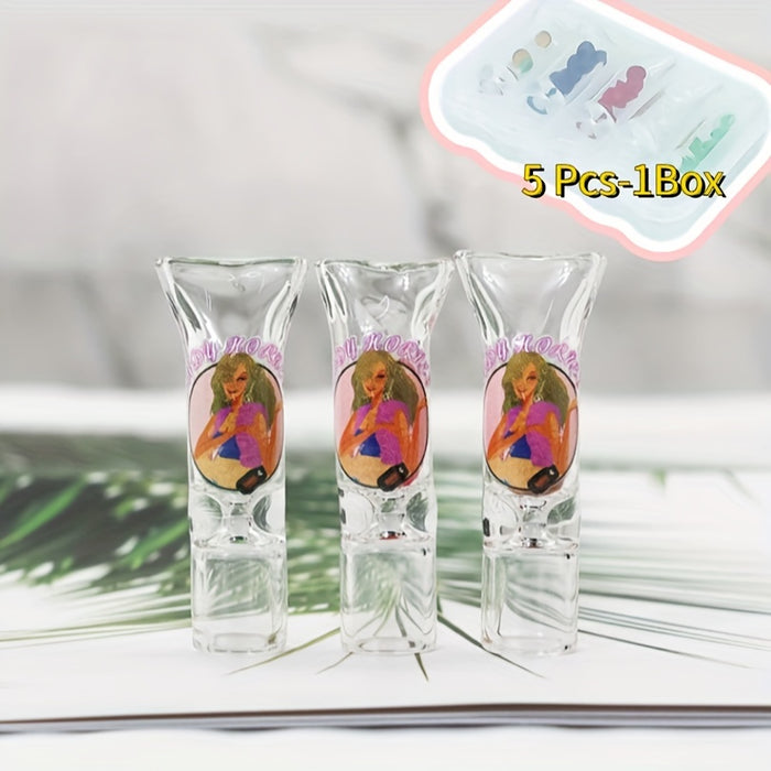 5pcs/box, 8mm Lady Colored Glass Filter Nozzle, Smoking Filter Tip, Glass Filter Tip, Smoking Accessaries