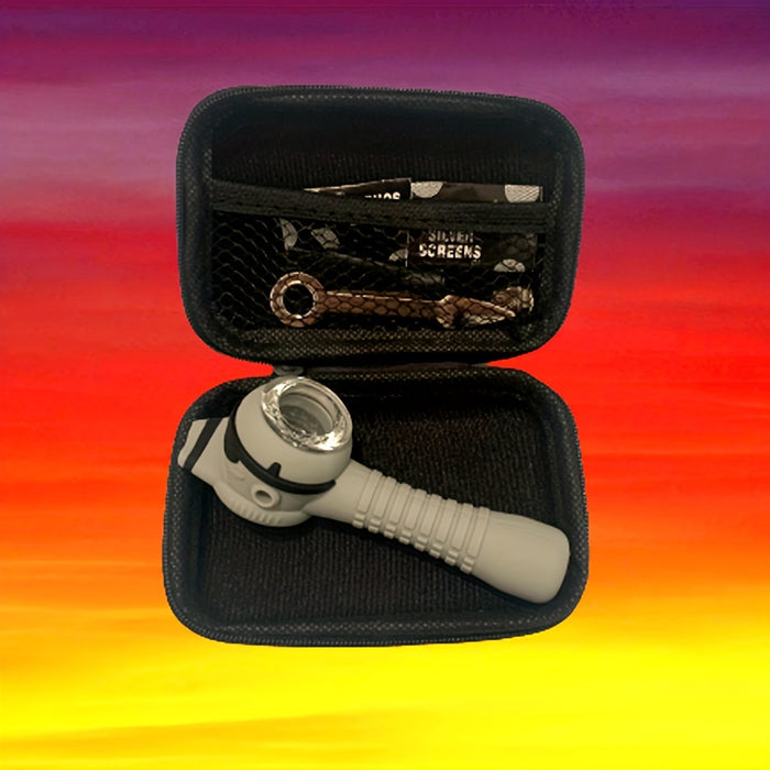 1set, Soldier Silicone Tobacco Pipe Set, Smoking Pipe, Slivery Screens, Knife, Weed Accessories