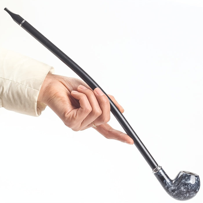 1pc Long Tobacco Pipe, Men's Resin Adhesive Wood Handmade Vintage Reading Long Tobacco Rod Filter Dry Tobacco Pipe, Imitation Marble Tobacco Pipe