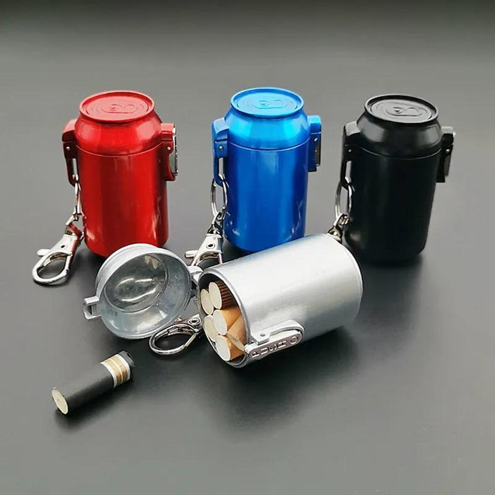 1pc Mini Portable Ashtray With Lid Aluminum Storage Tube Windproof Cigarettes Ashtray With Keychain Ash Holder Outdoor