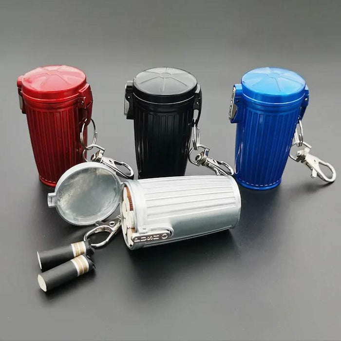1pc Mini Portable Ashtray With Lid Aluminum Storage Tube Windproof Cigarettes Ashtray With Keychain Ash Holder Outdoor