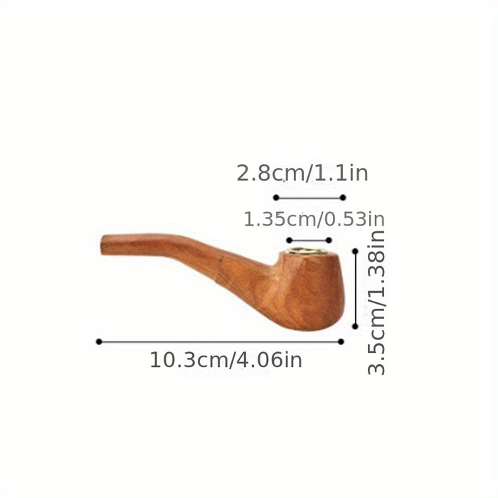 1pc Solid Wood Pipe: Retro Handmade Smoking Pipe for Beginners - Durable, Portable, and Stylish Men's Gadget