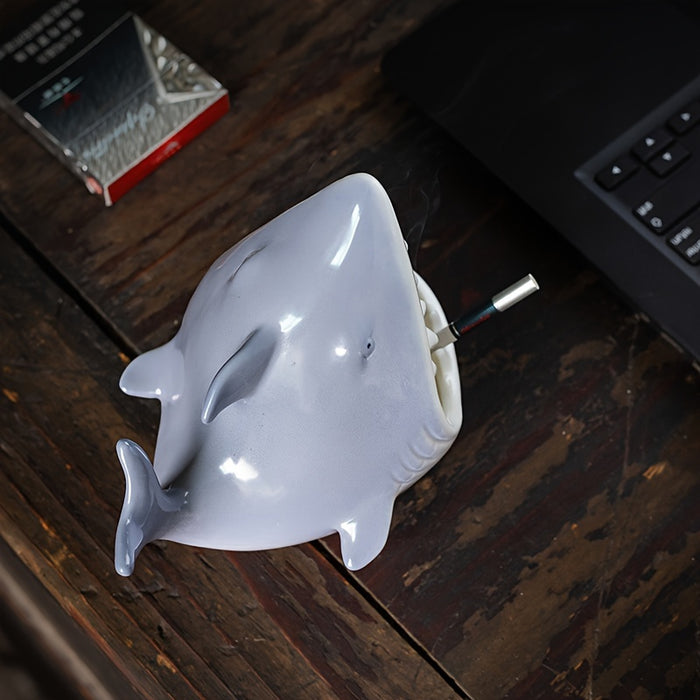 1pc, Creative Ceramic Shark Ashtray, Household Decorative Astray, Ashtrays For Home, Hotel, Bar, Office, Fancy Gift For Men Women, Household Gadget, Christmas Gifts, Christmas Supplies, Christmas Party Supplies