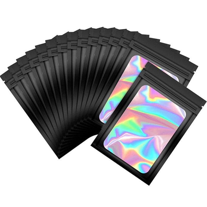 20pcs Mylar Pouch Zip Lock Food Storage Foil Bags Resealable Holographic Smell Proof Seal Bag For Jewelry Bean Candy Nuts Party Favor Packaging