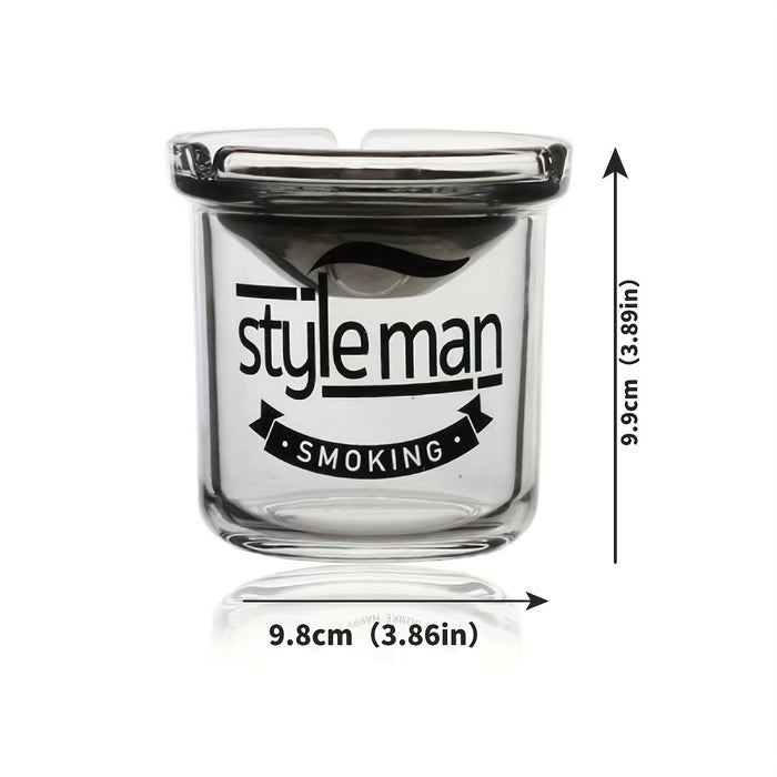 1 Set ,Windproof Ashtray With Lid Glass Cigarette Butt Container Desktop Decorative Cigar Smoking Ashtray Holder For Outdoor Home Office Ornament