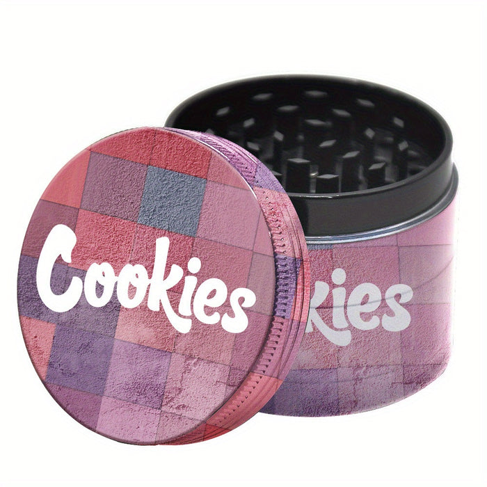 1pc, Tobacco Grinder, Four Layers Zinc Alloy 55mm Tobacco Grinder, Exquisite Smoking Accessories, Color Printing Flat Plate Exquisite Style