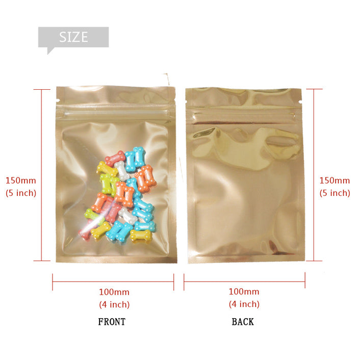 100pcs Mylar Bags Ziplock Storage Bags, ResealableScent Bags, Flat Transparent Window Packaging Bags, Holds Jewelry Lip Gloss Stationery, Eyelash Cookies