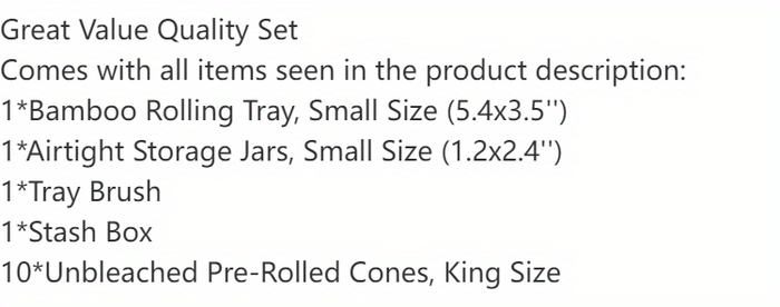 1set, Rolling Tray, Portable Rolling Tray Set, 10 Pack Pre Rolled Cones Airtight Storage Jars Bamboo Tray Brush All Accessories Travel Case, Long Lasting Specific Gift