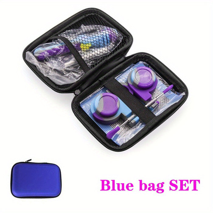 Set, 5-in-1 Silicone Nectar Collector Honey Straw Kits, Honey Straw Pipe, Titanium Tip Smoking Pipe, Silicone Jars For Wax, Silicone Wax Container, Purple&Blue&Gray Smoking Pipe, Smoking Accessories