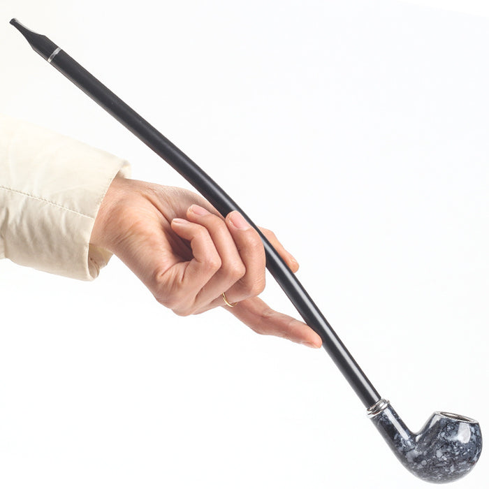1pc Long Tobacco Pipe, Men's Resin Adhesive Wood Handmade Vintage Reading Long Tobacco Rod Filter Dry Tobacco Pipe, Imitation Marble Tobacco Pipe