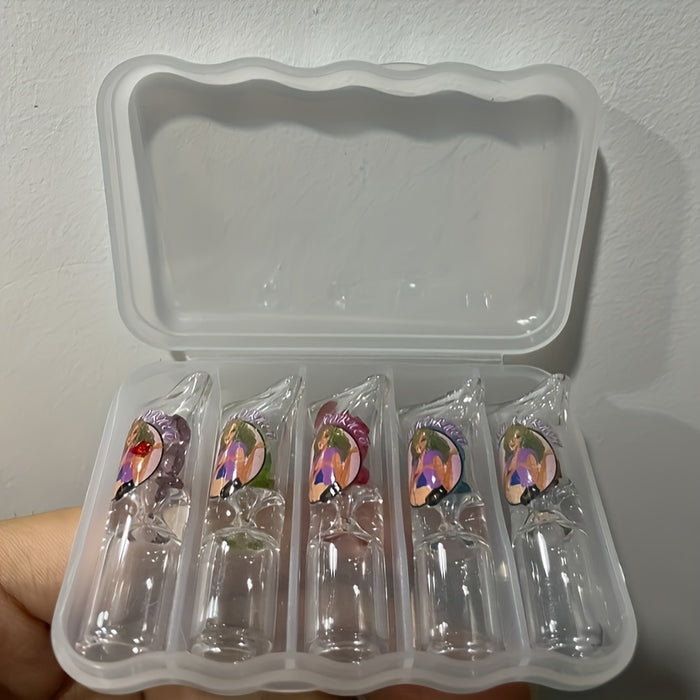 5pcs/box, 8mm Lady Colored Glass Filter Nozzle, Smoking Filter Tip, Glass Filter Tip, Smoking Accessaries