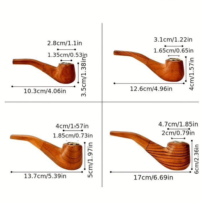 1pc Solid Wood Pipe: Retro Handmade Smoking Pipe for Beginners - Durable, Portable, and Stylish Men's Gadget