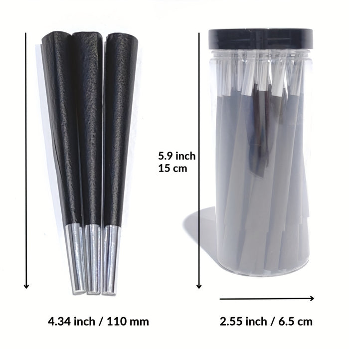 50pcs, Black Stylish Rolling Paper Cones, King Size Pre-rolled Cones With Filter, Slow Burning Rolled Paper Cones