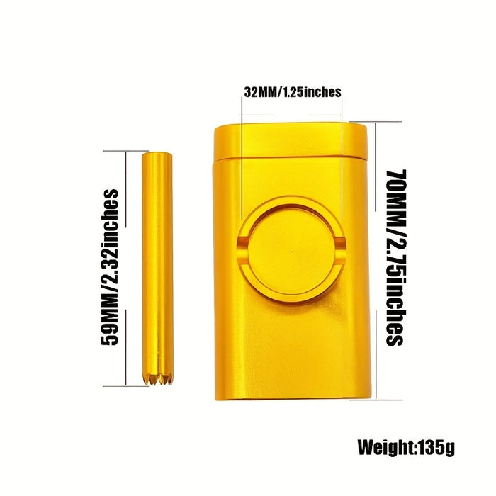 1pc, Aluminum One Hitter Dugout With Mini Grinder Smoking Set Herb Tobacco Storage Room Grinders Pipes All In One