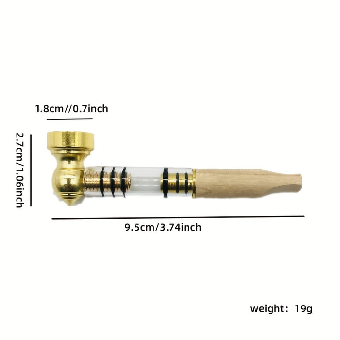 1pc, Wood Metal Smoke Pipe, High Quality Wood Pipe, Smoke Pipe, Smoking Accessories, Cigarette Accessories, Portable Straight Tube