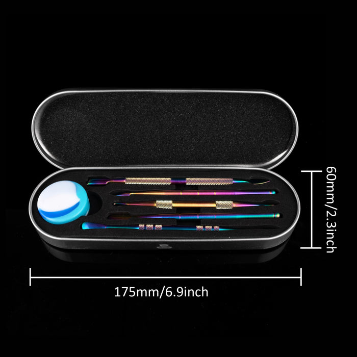 1set, Smoking Oil Spoon Accessories 6in1 Set Silicone Box Stainless Steel Pipe-Oil Spoon Cigarette Cream Spoons Smoke Tools Cigarettes Digging Oils Cleaning Tool