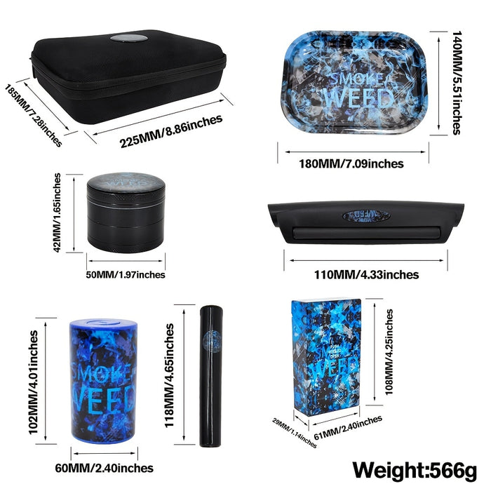 1set 8.86 Inches Metal Herb Grinder Rolling Tray Set, With A Suitcase Premium Grinder