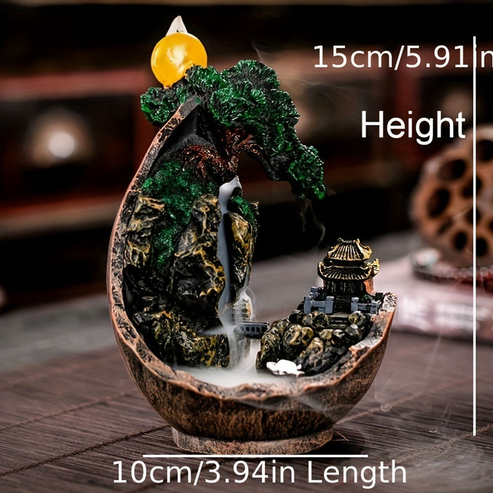 1pc Mountain Incense Cone Burner, Backflow Incense Holeder, Ceramic Smoke Waterfall Incense Cones Holder, Home Office Yoga Teahouse Decor Ash Catcher