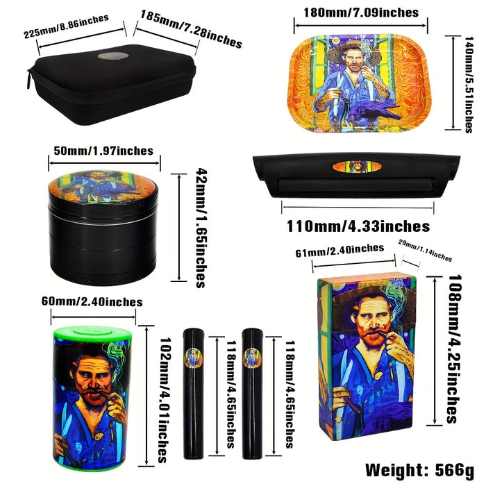 8pcs/set, Smoking Tool Set, Grinders, Rolling Trays, Cigarette Roller Machine, Pipe, Smoking Accessory Set, Smoking Accessaries
