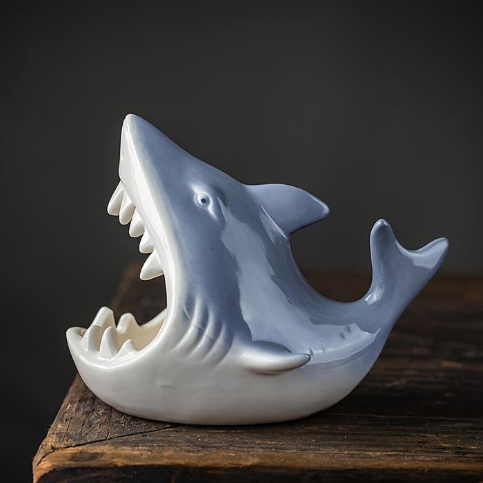 1pc, Creative Ceramic Shark Ashtray, Household Decorative Astray, Ashtrays For Home, Hotel, Bar, Office, Fancy Gift For Men Women, Household Gadget, Christmas Gifts, Christmas Supplies, Christmas Party Supplies