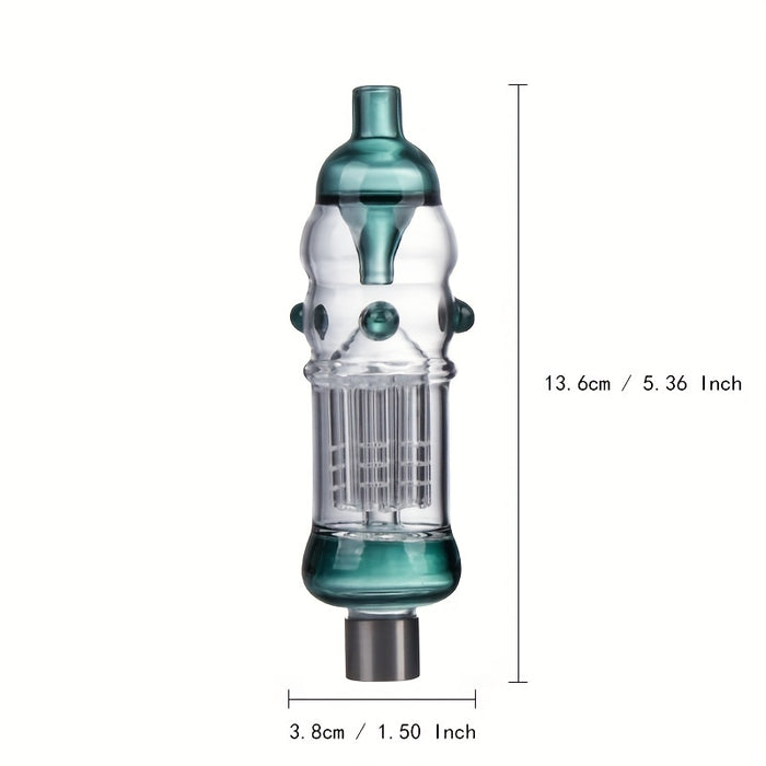 1set Portable Box Smoking Pipe 510 Titanium Ceramic Quartz Nail Wax Dish OD 32mm Arm Tree Perc Colorful Dab Rig Glass Water Bong About 5.36 Inches Tube Bubbler