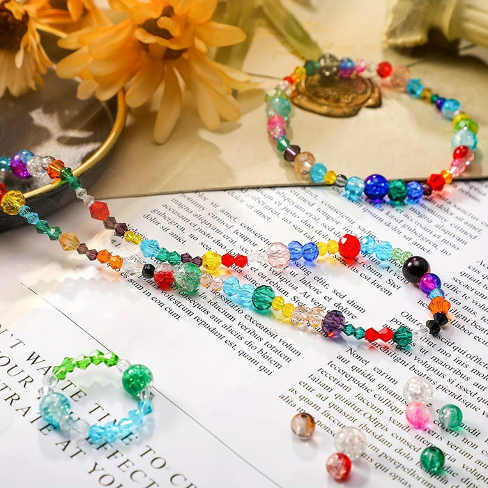 540/660pcs Crackle Glass Beads, Faceted Crystal Glass Beads, Bicone Crystal Beads, Loose Sparkly Beads For Bracelets Necklace Making