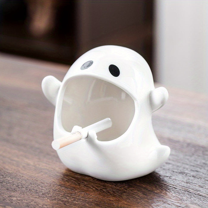1pc Cute Ghost Ceramic Ashtray for Halloween Centerpiece Decorations - Perfect for Bedroom, Living Room, and Table - Unique Ghost Shape Design