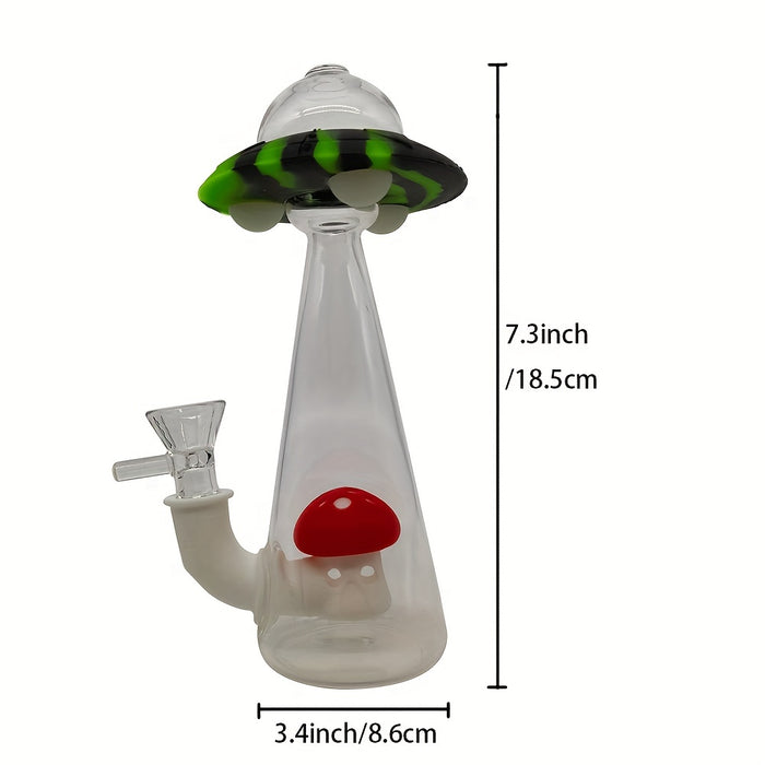 1pc, 7.3inch/18.5cm Flying Saucer Water Pipe (Black Green), Glass Bong Stick Smoking Water Pipe, Smoking Accessories