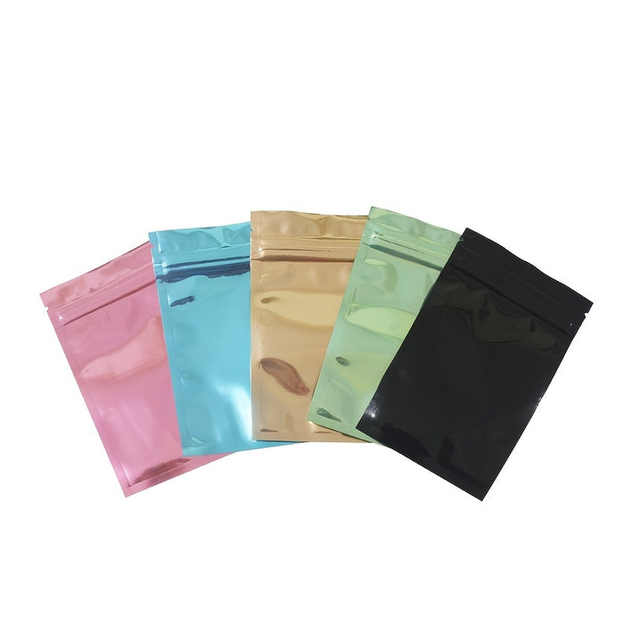 100pcs Mylar Bags Ziplock Storage Bags, ResealableScent Bags, Flat Transparent Window Packaging Bags, Holds Jewelry Lip Gloss Stationery, Eyelash Cookies