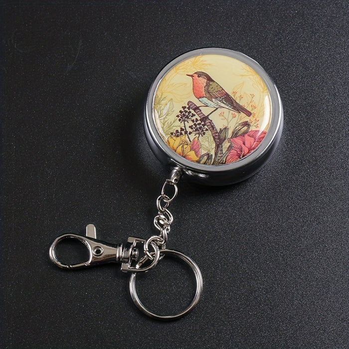 1pc, Portable Pocket Ashtray, Stainless Steel Circular Ashtray Key Chain With Cigarette Snuffer, Unique Ashtray Holder For Convenient Outdoor Use