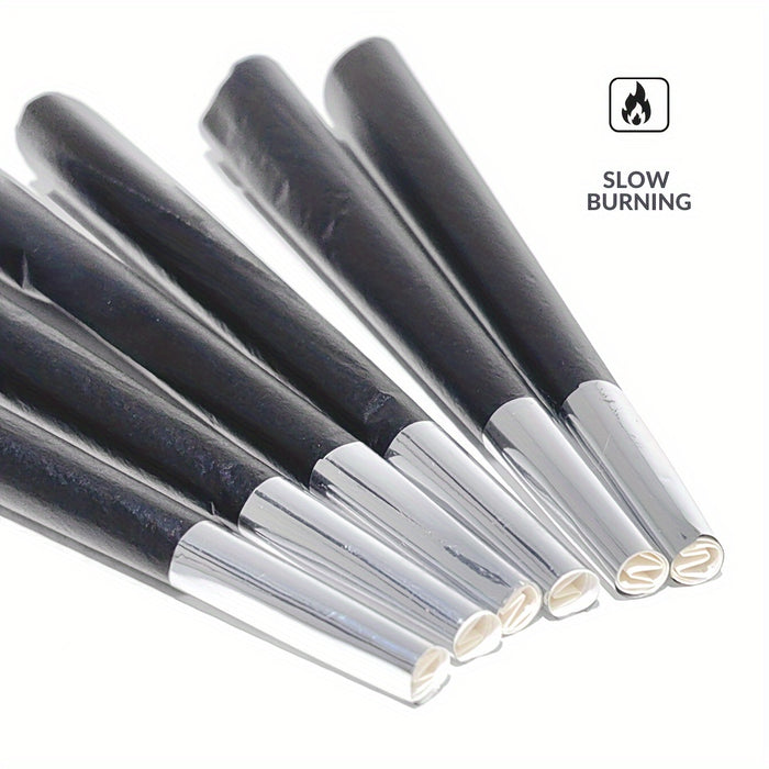 50pcs, Black Stylish Rolling Paper Cones, King Size Pre-rolled Cones With Filter, Slow Burning Rolled Paper Cones