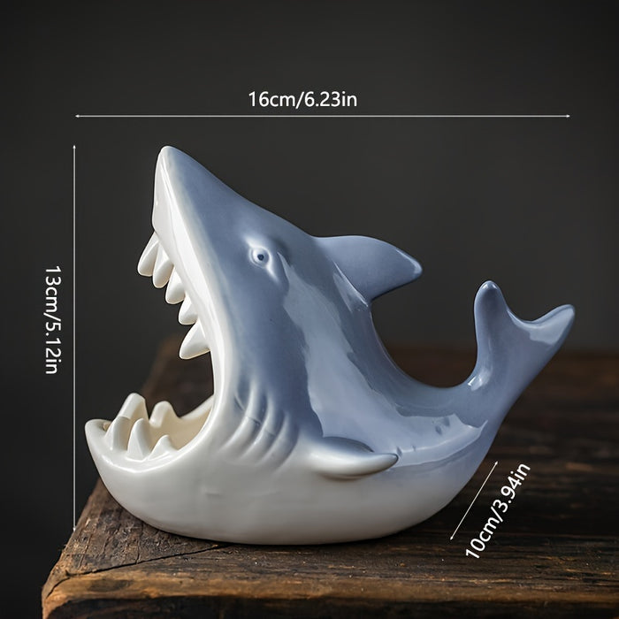 1pc, Creative Ceramic Shark Ashtray, Household Decorative Astray, Ashtrays For Home, Hotel, Bar, Office, Fancy Gift For Men Women, Household Gadget, Christmas Gifts, Christmas Supplies, Christmas Party Supplies