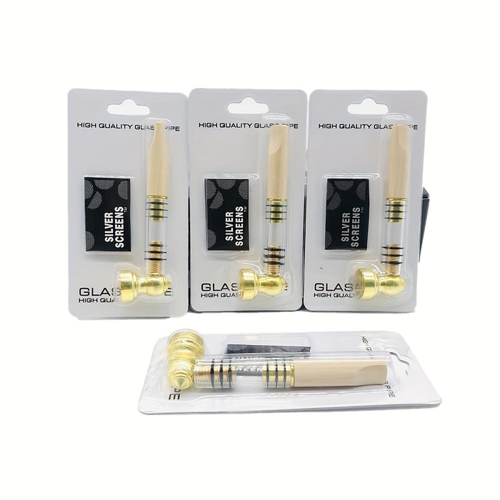 1pc, Wood Metal Smoke Pipe, High Quality Wood Pipe, Smoke Pipe, Smoking Accessories, Cigarette Accessories, Portable Straight Tube