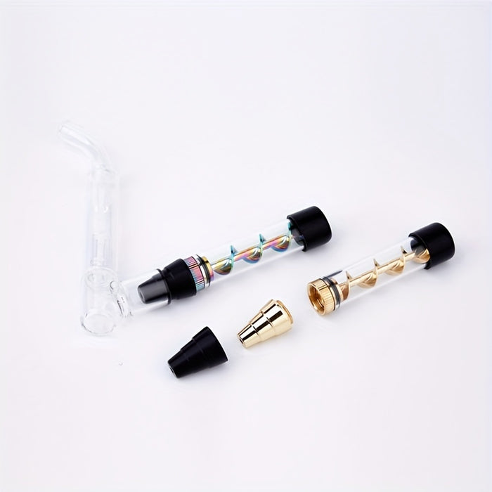 1set, Twisty Glass Blunt Watter Bubbler Pipe, Smoking Pipe, Smoking Accessories, Weed Accessories, Water Pipe, Tobacco Glass Tube, With Cleaning Tool