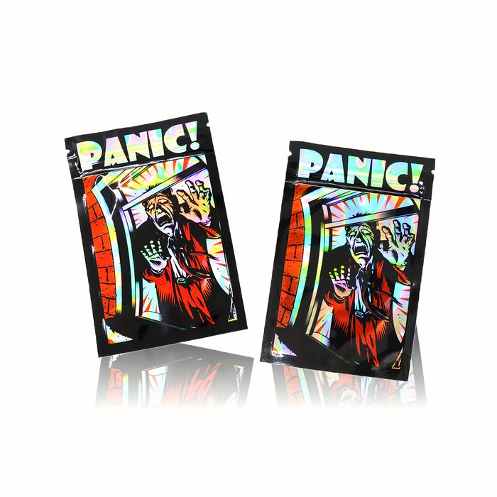 10pcs/lot 3.5g 3.35*5.12inch Panic Mylar Bag Cookies Bag Candy Ziplock Bags Shaped Mylar Bag Smell Proof Bags Waterproof Bag Candy Bottles Special-shaped Candy Packaging Self-sealing Molding Bag, Perfect For Storage Resealable Bag, Ziplock Bag