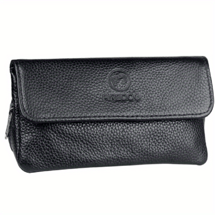 1pc, Tobacco Pipe Pouch Case Bag, Smoking Tobacco Pipe Pouch Case, Leather Pipe Storage Container Accessories For 2 Pipes, Genuine Leather For 2 Tobacco Pipes, Smoking Accessaries