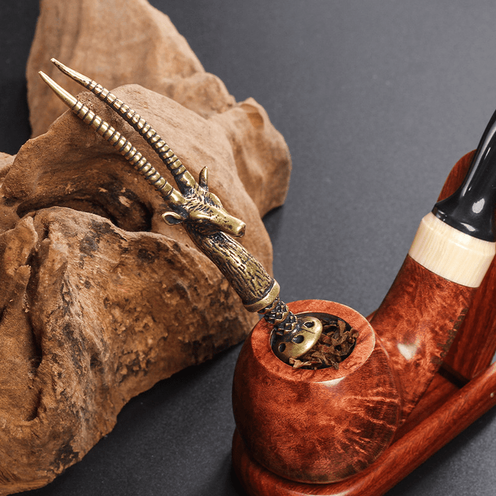 1pc, Pure Copper Pipe Pressure Bar Creative Carving, Flameproof Six Hole Carved And Ground Cigarette Holder Accessories, Holiday Gifts, Birthday Gifts