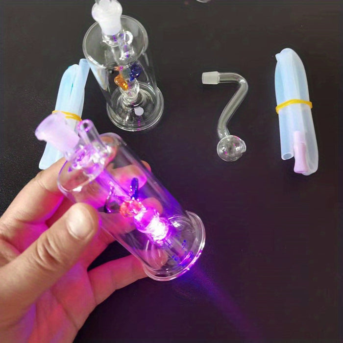 3pcs/set LED High Borosilicate Glass Bong Water Pipe LED Gradual Color Water Pipe
